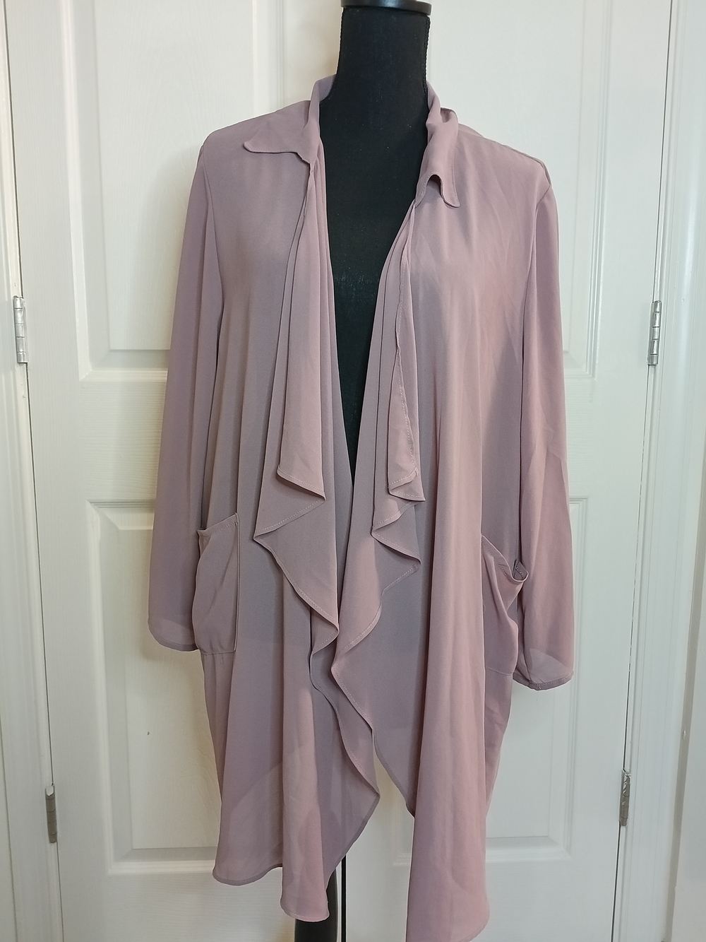 Fashion Nova Mauve Draped Open Front Cardigan
